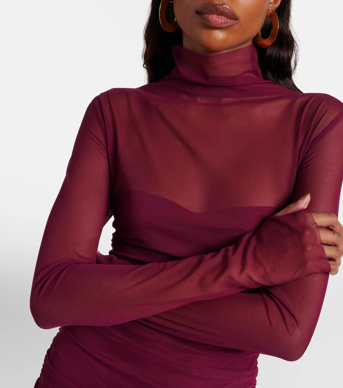Norma Kamali - Ruched mesh minidress