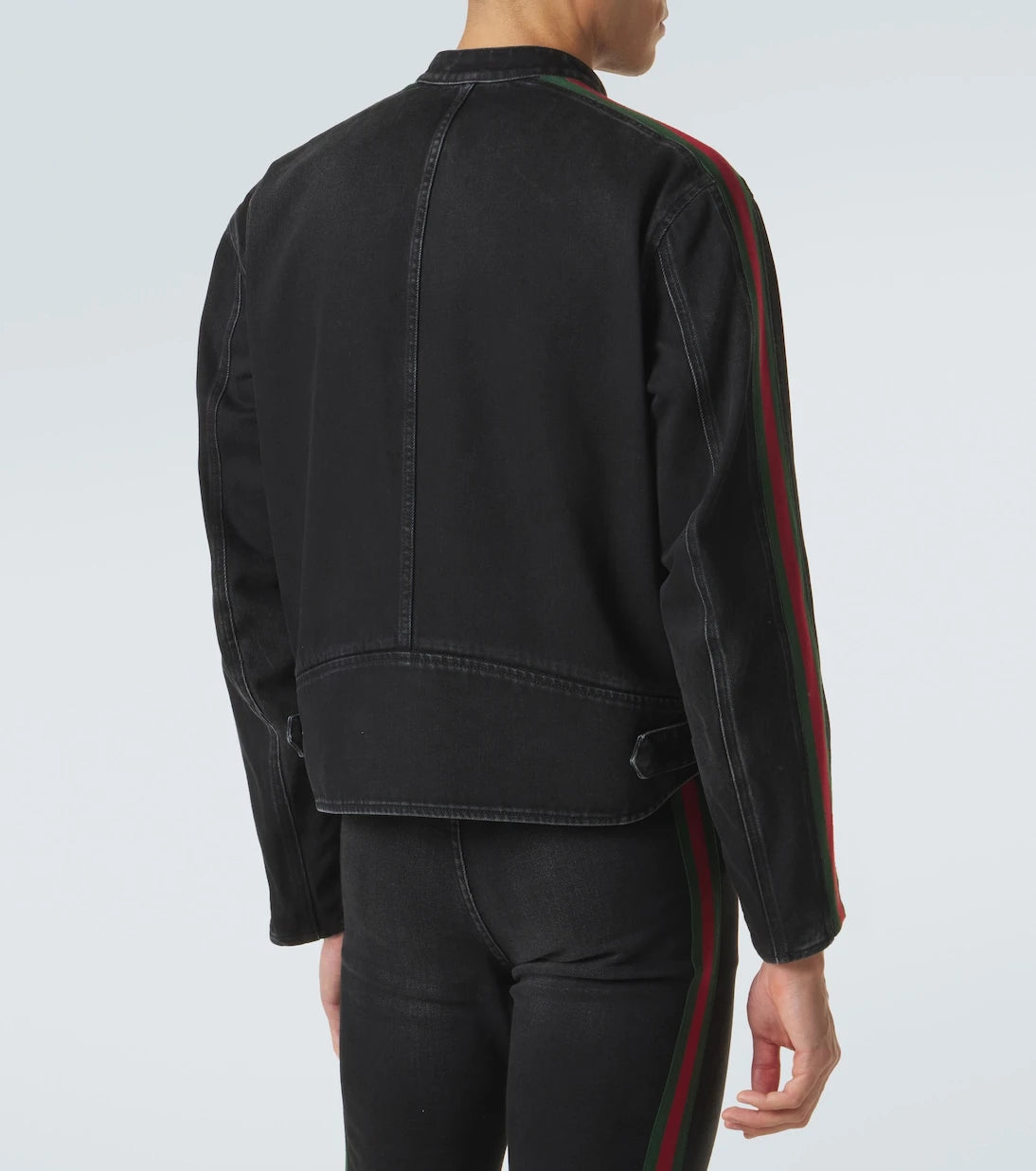 Gucci - Web Stripe denim biker jacket