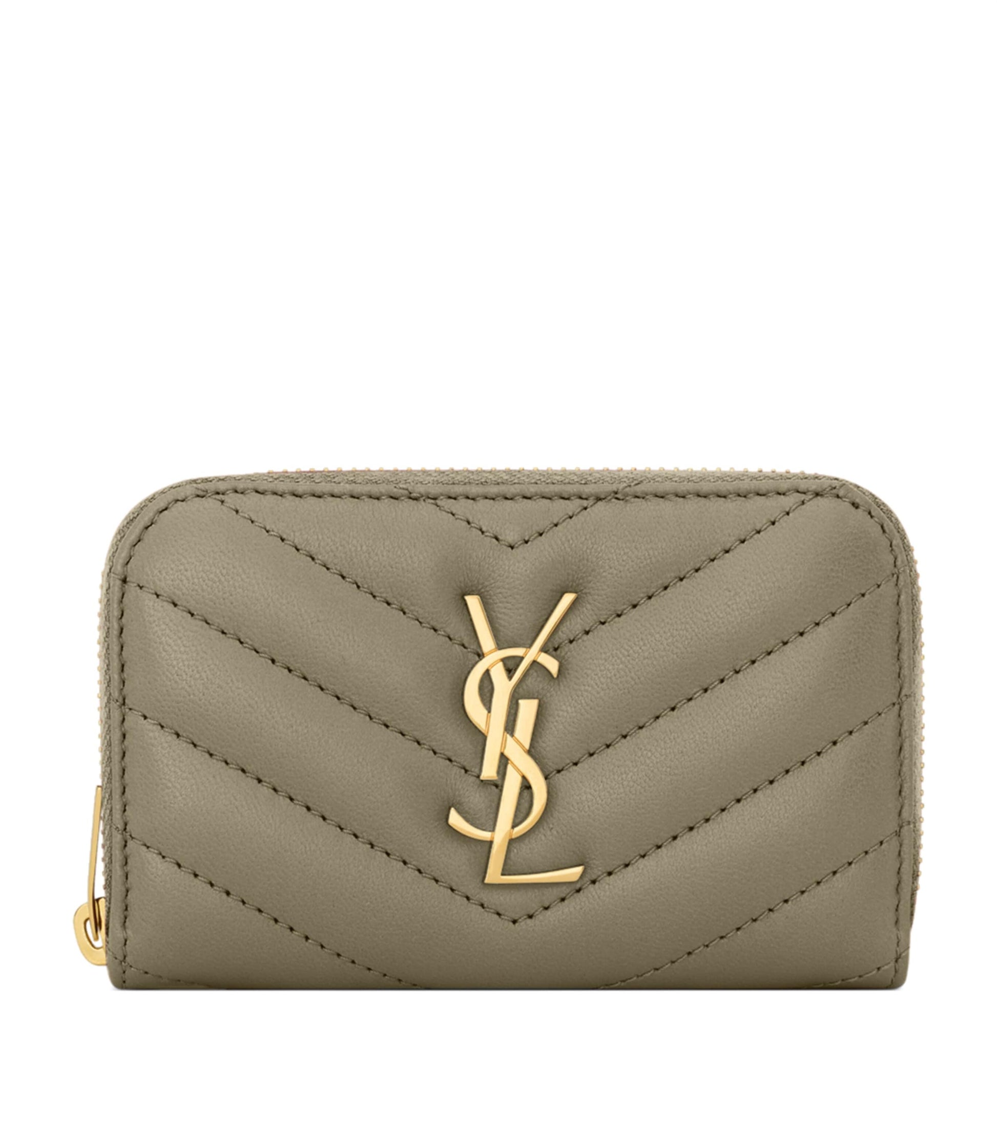 Saint Laurent Green Leather Monogram Matelassé Cassandre Wallet