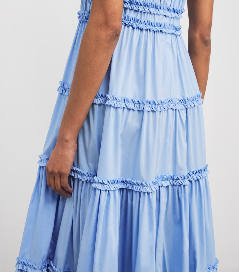 Cinq A Sept Blue Tiered Sirinna Midi Dress