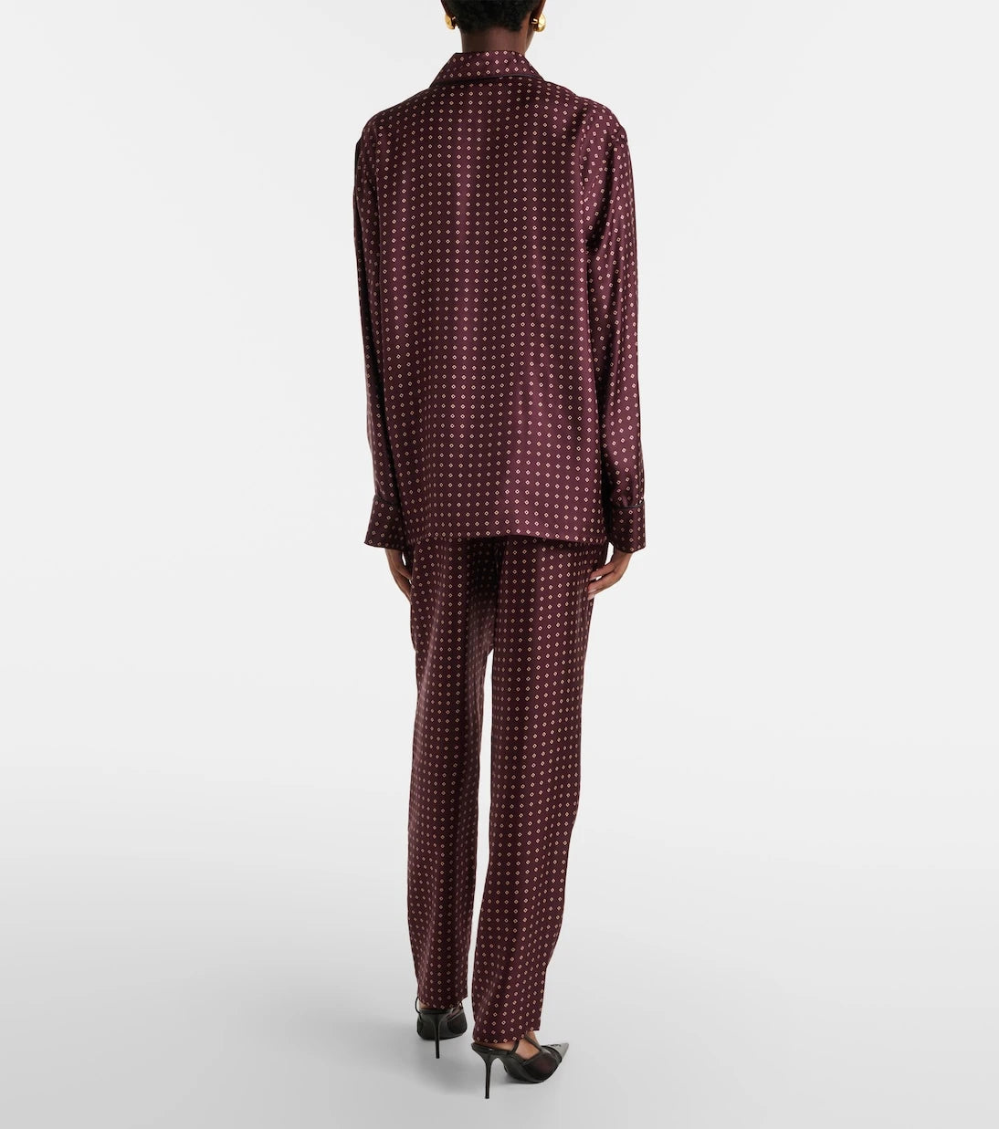 Saint Laurent - بنطلون بيجاما من الساتان الحريري المطبوع