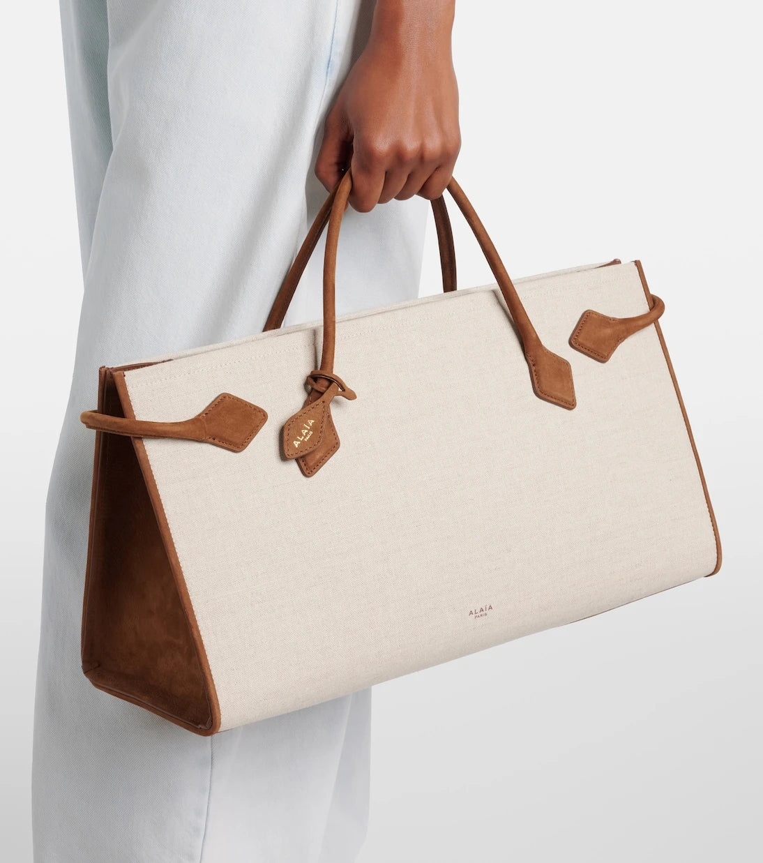 Alaïa - Le Teckel leather-trimmed canvas tote bag