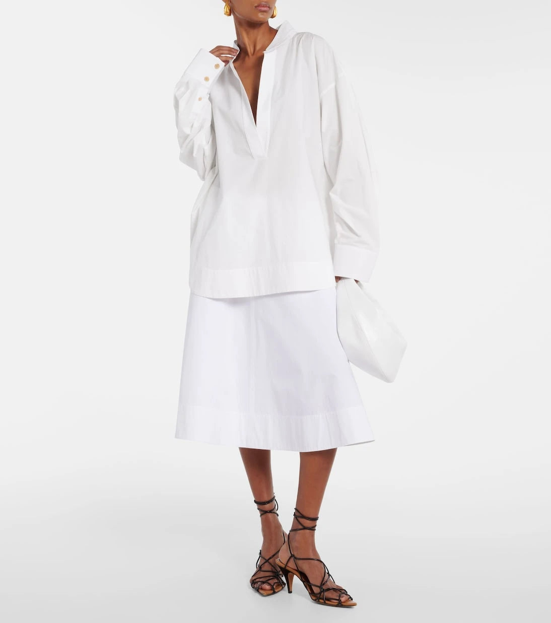Khaite - Cotton midi skirt