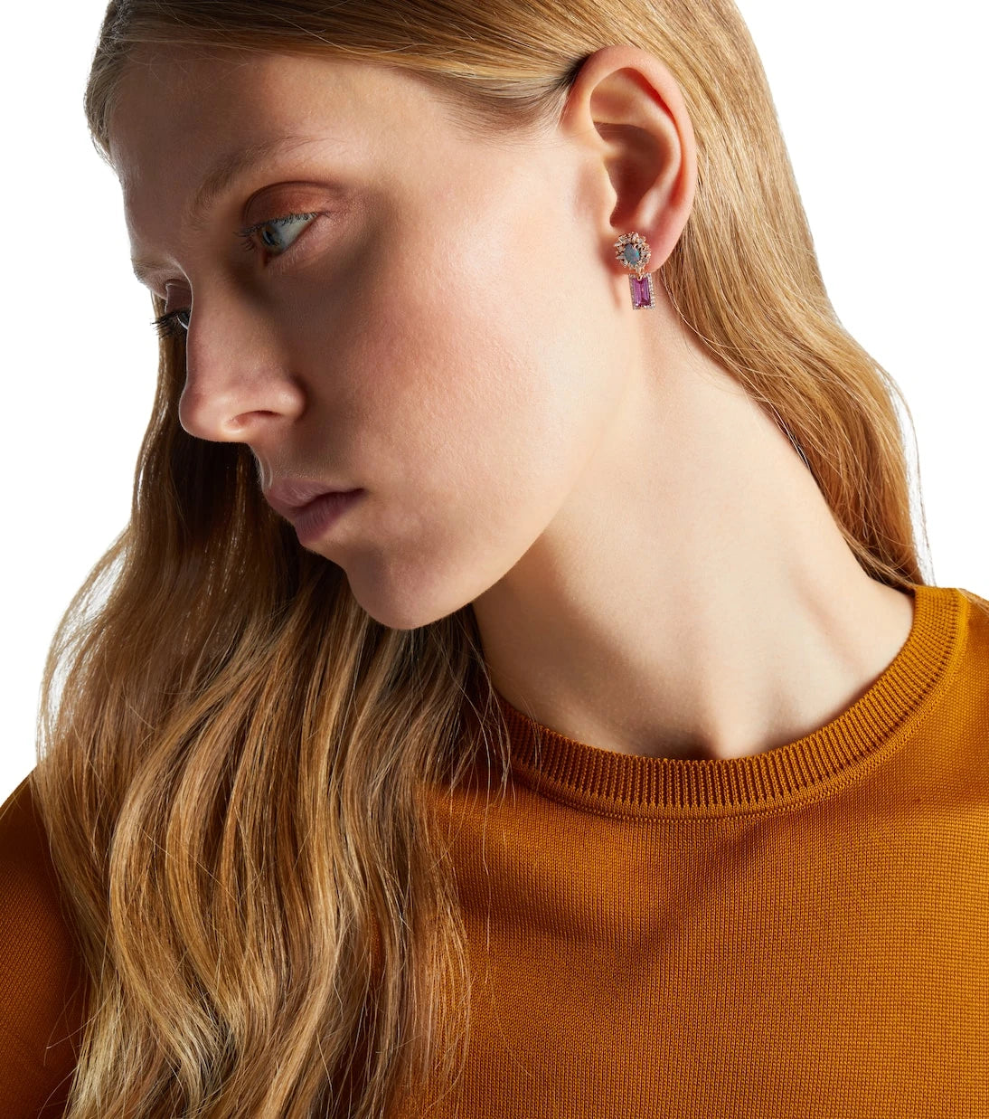 Suzanne Kalan - 18kt rose gold drop earrings with gemstones