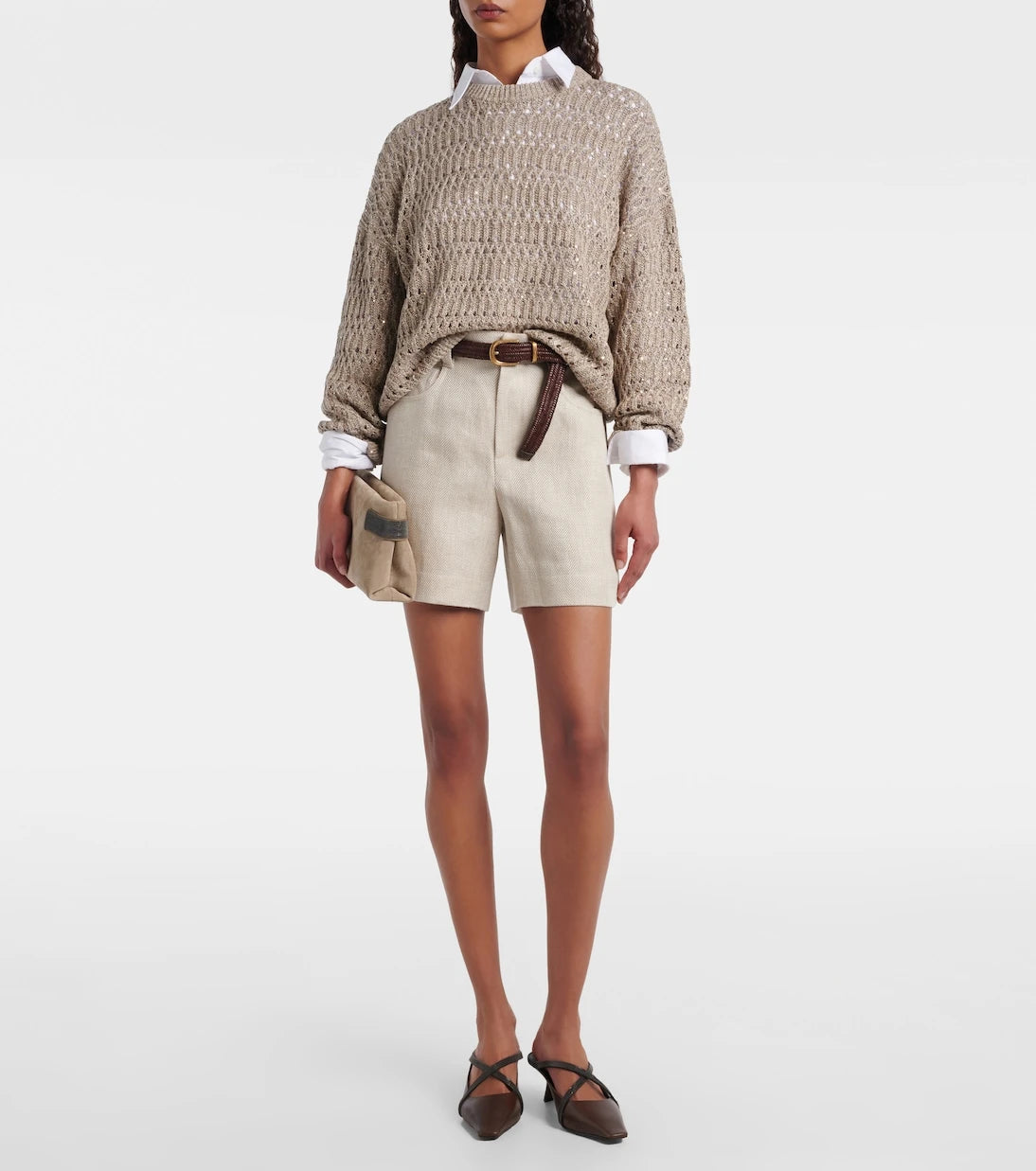Brunello Cucinelli - Sequined linen-blend sweater