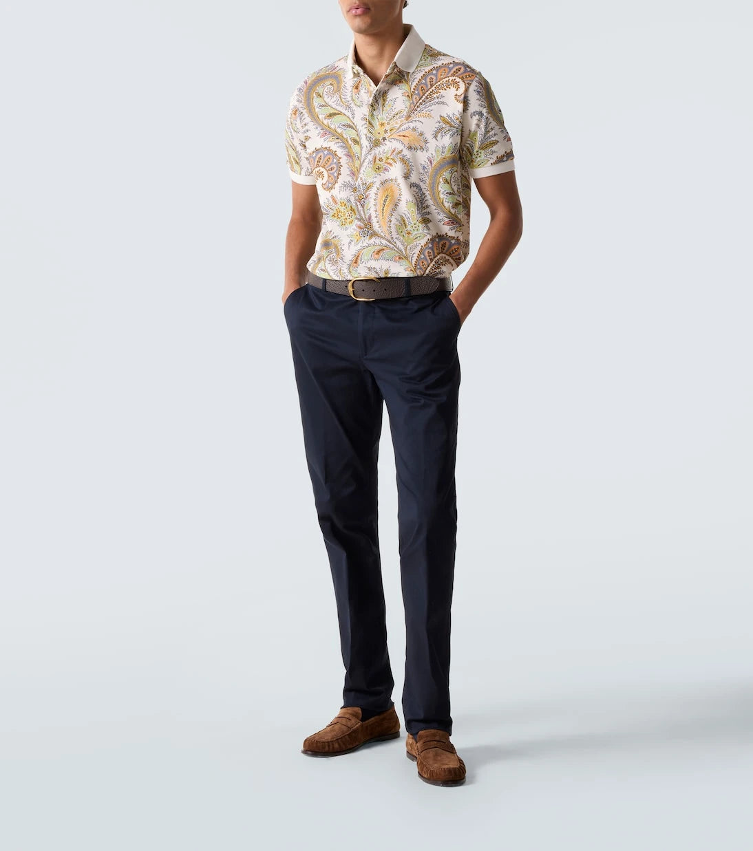 Etro - قميص بولو بيكيه قطني بنقشة البيزلي