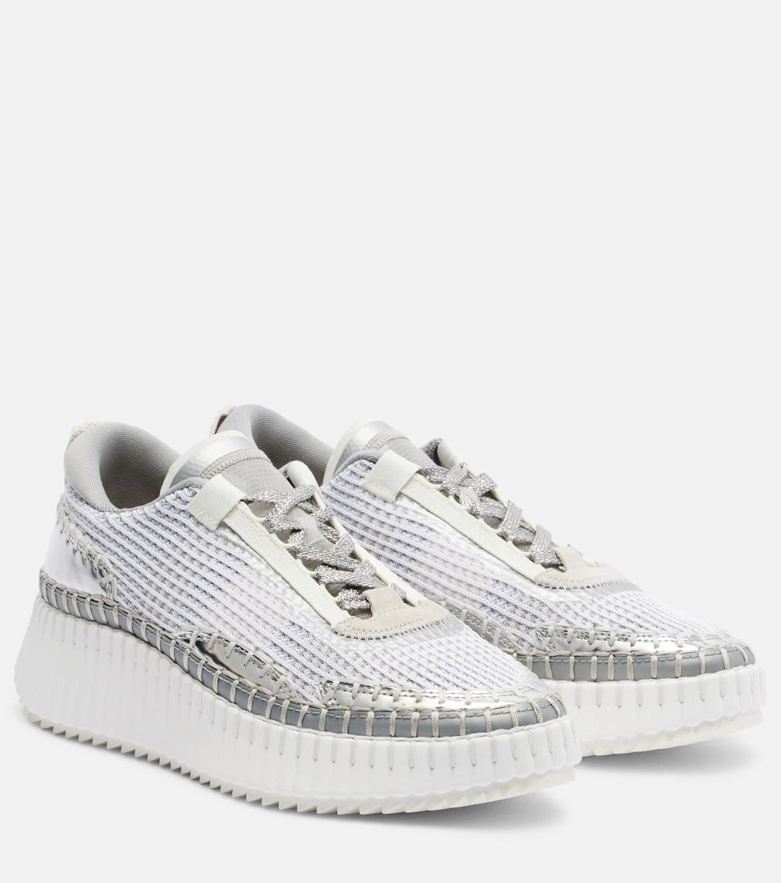 Chloé - Nama metallic-effect platform sneakers