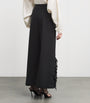 A.W.A.K.E. Mode Black Virgin Wool Fringe Wide-Leg Trousers