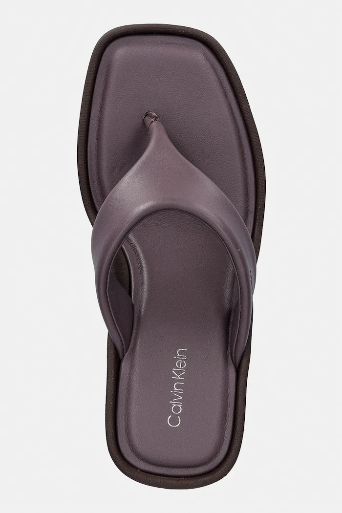 Calvin Klein Kadın Deri WEDGE 70 SNDL THONG Terlik