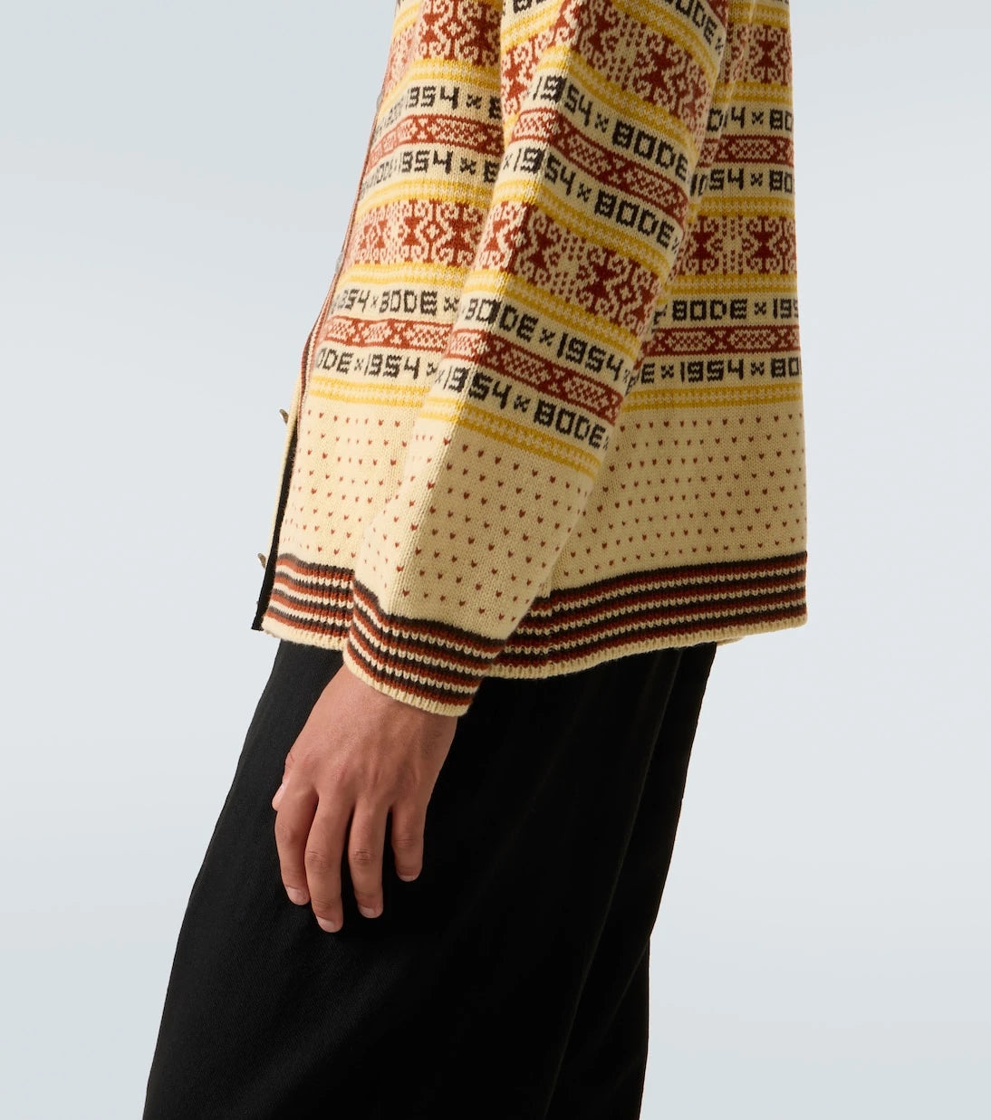 Bode - Marzipan jacquard wool cardigan