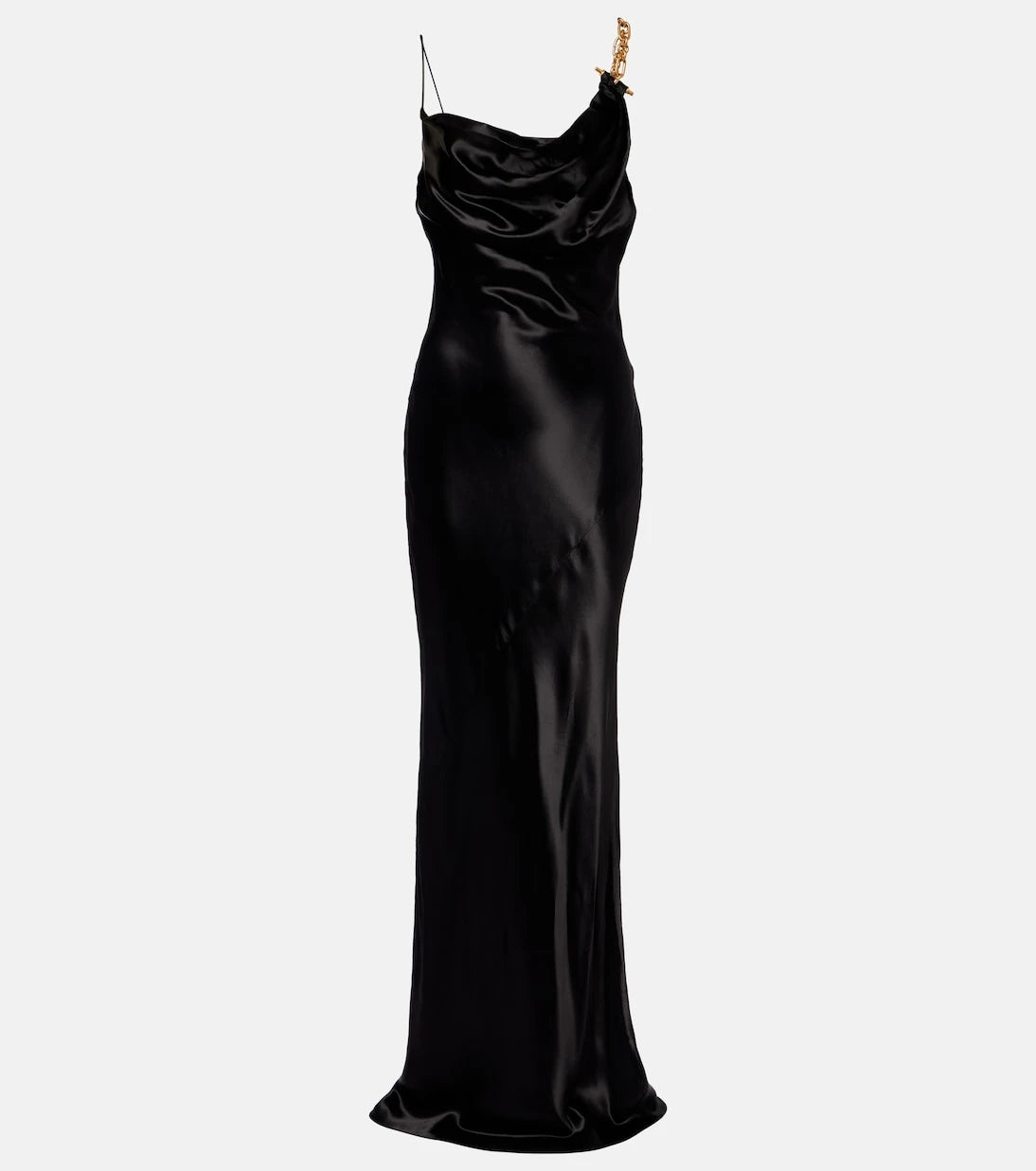Balmain - فستان من الساتان المنسدل بتفاصيل سلسلة