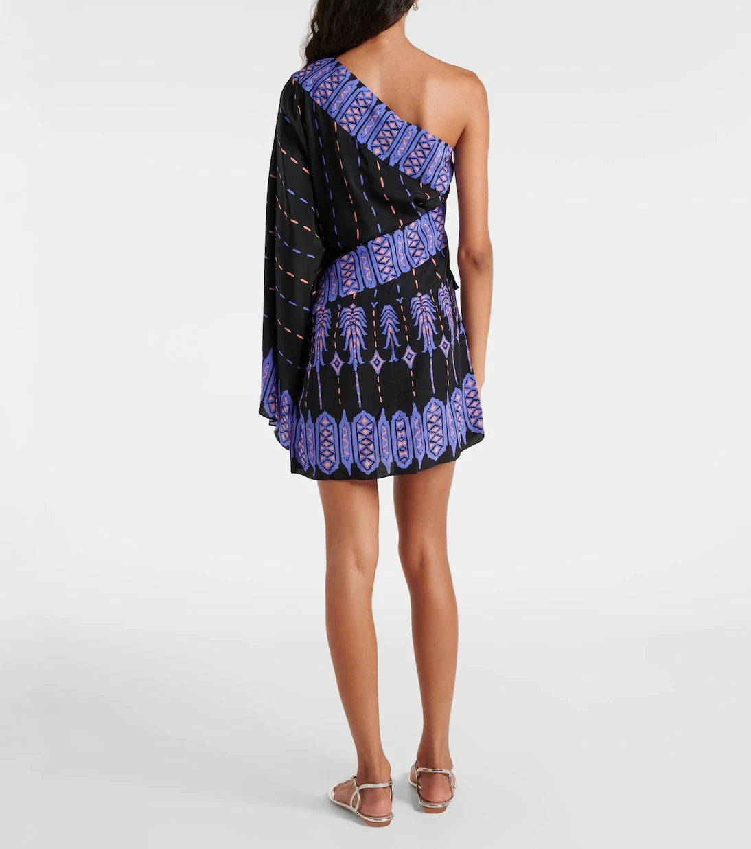 Johanna Ortiz - Printed one-shoulder silk minidress