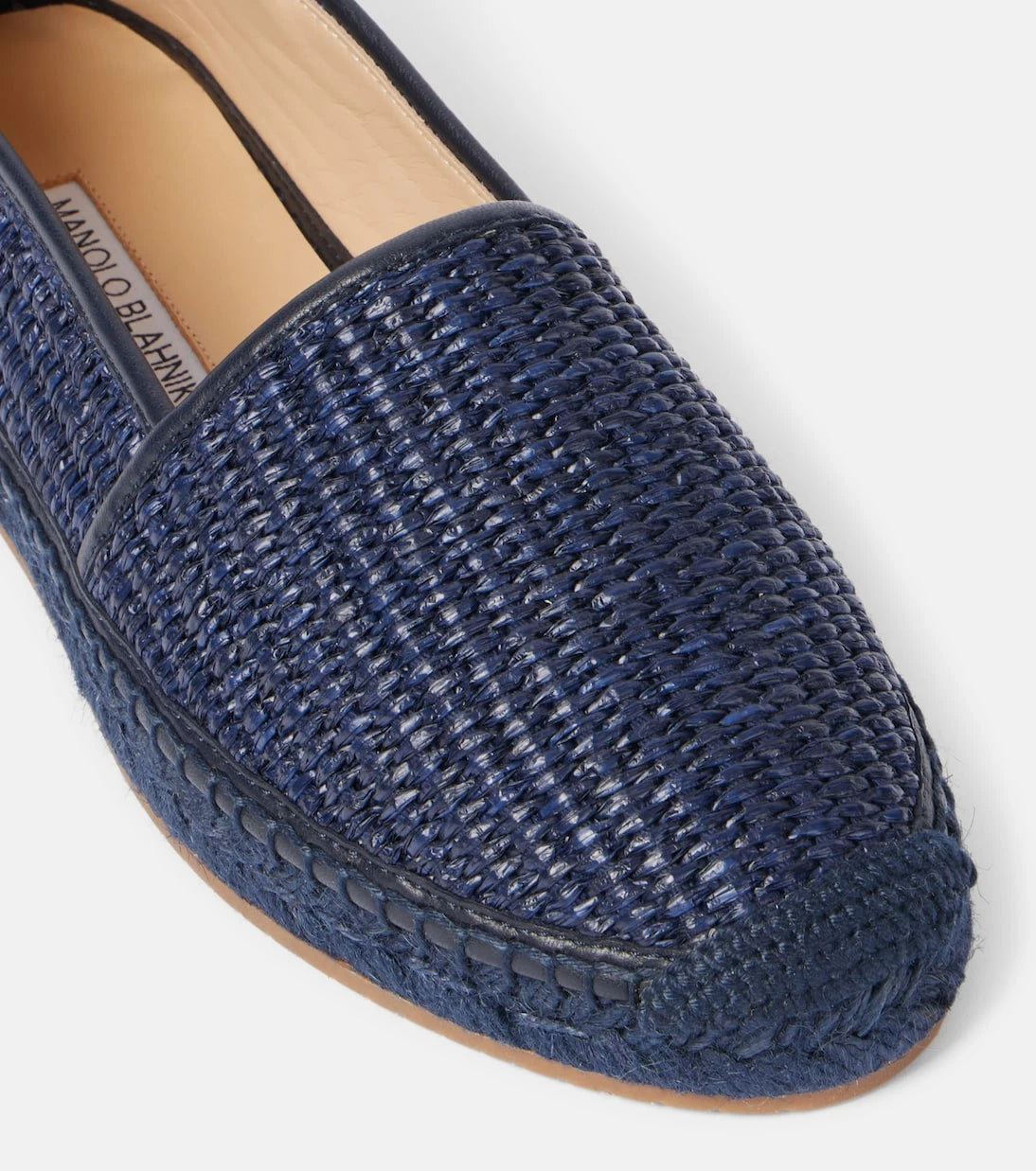 Manolo Blahnik - Espadra leather-trimmed raffia espadrilles