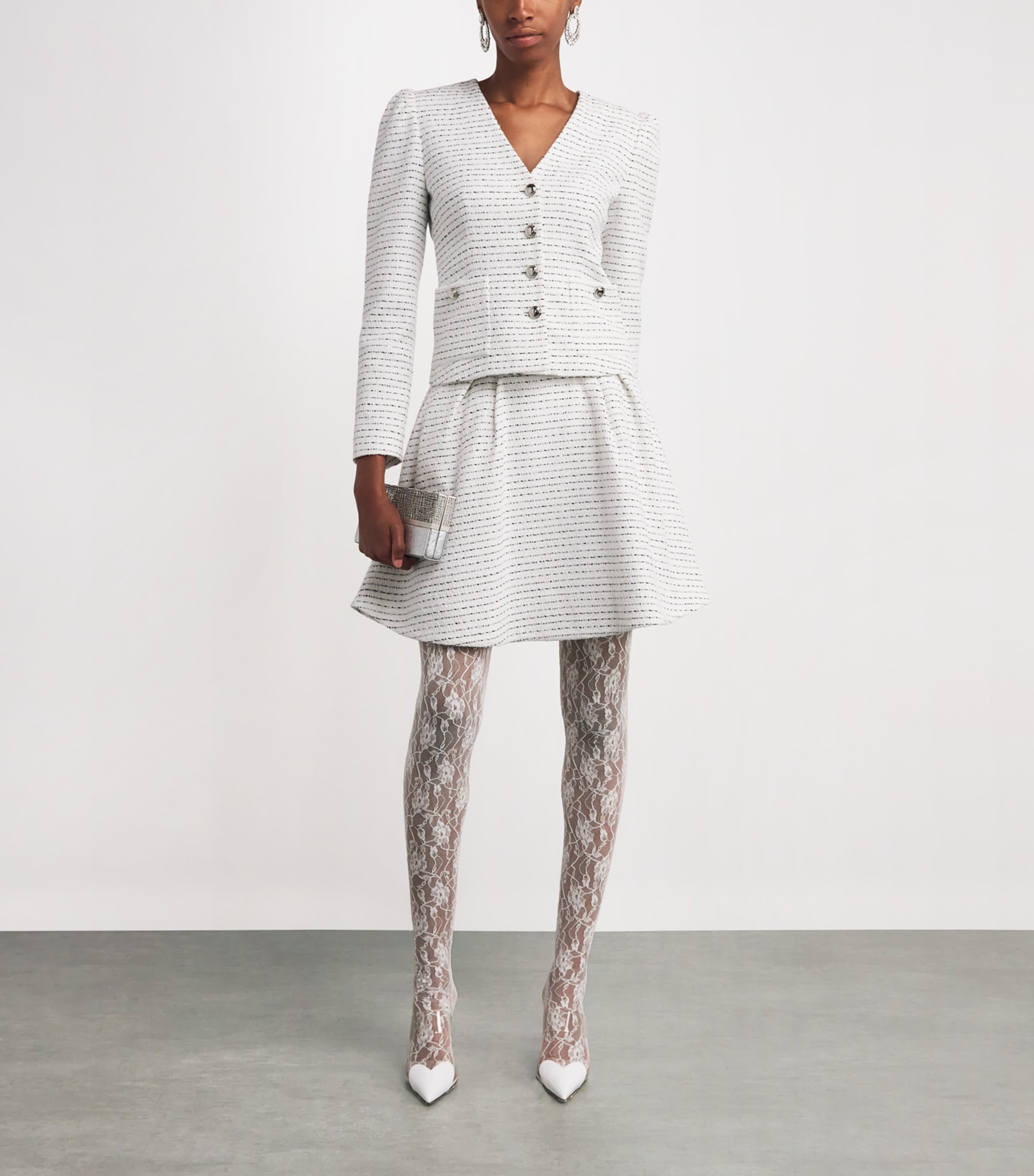 Tweed Embellished Mini Skirt