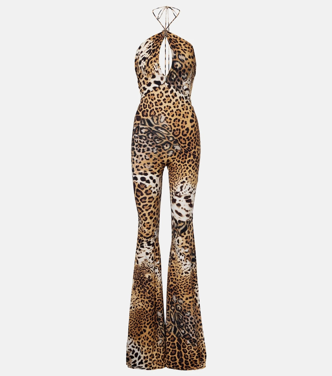 Roberto Cavalli - Jaguar-print cutout jersey jumpsuit