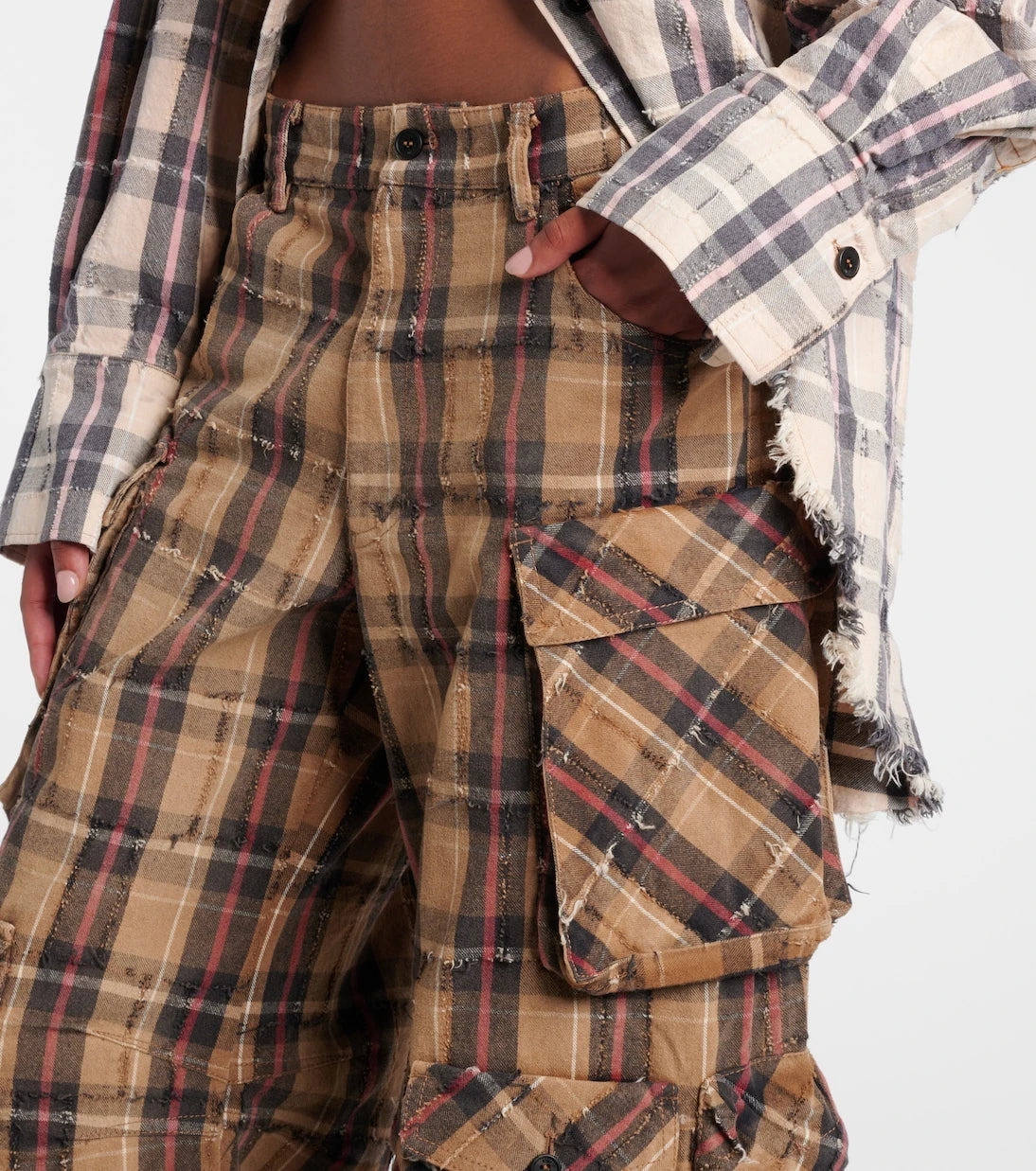 The Attico - Checked cotton flannel cargo pants