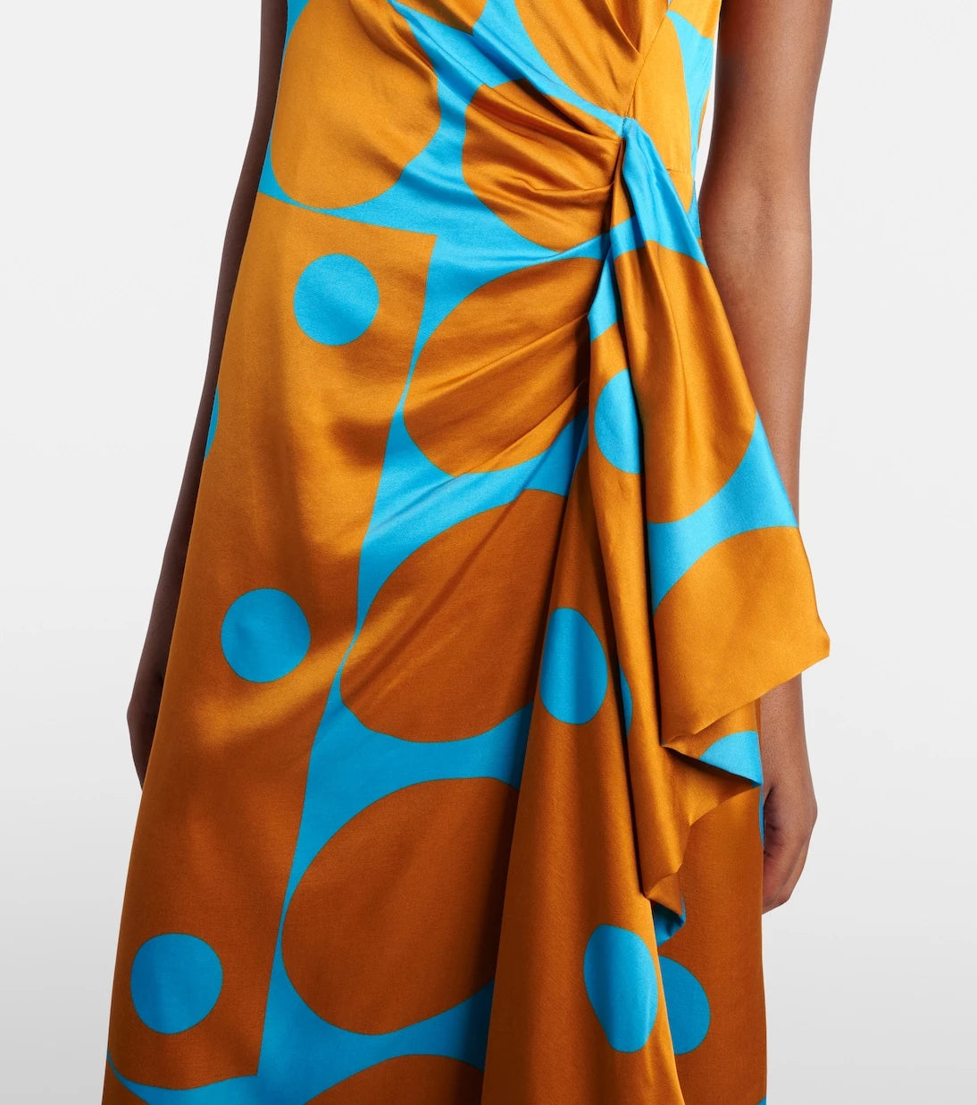 Dries Van Noten - Draped printed satin midi dress