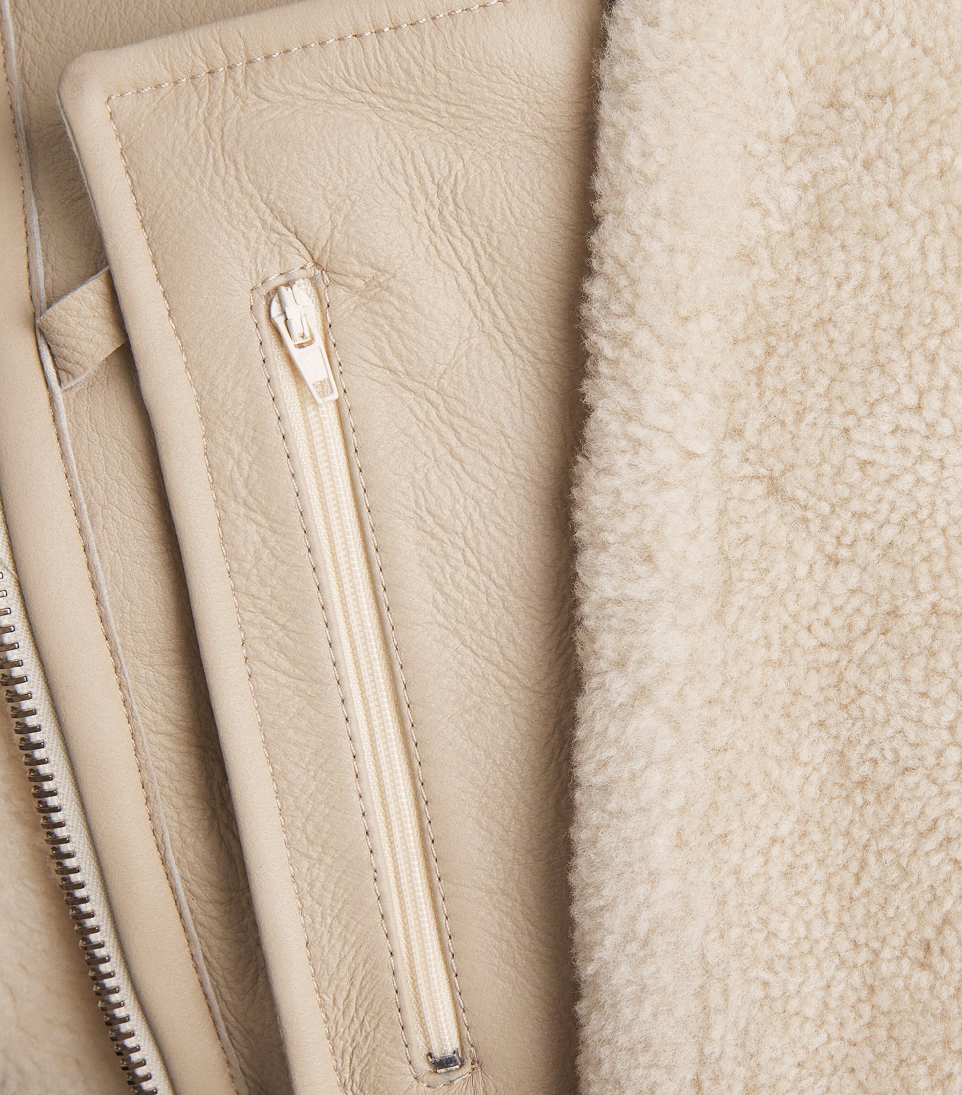 Ivory Shearling Hooded Jacket