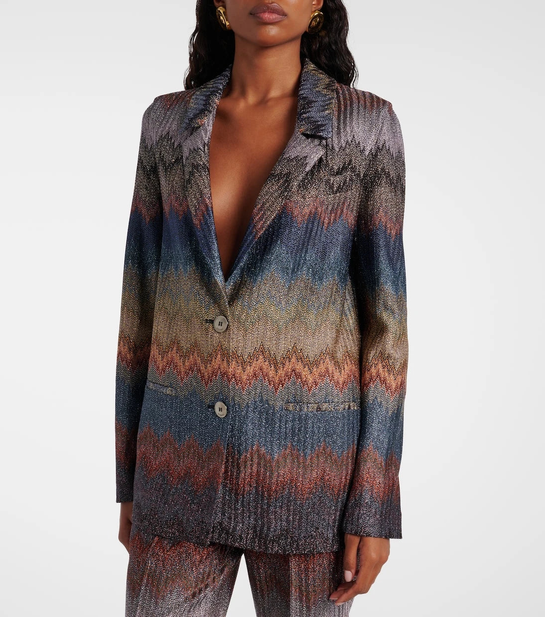 Missoni - بليزر لاميه بنقشة متعرجة