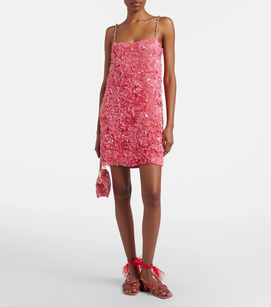 Valentino - Embellished silk chiffon slip dress