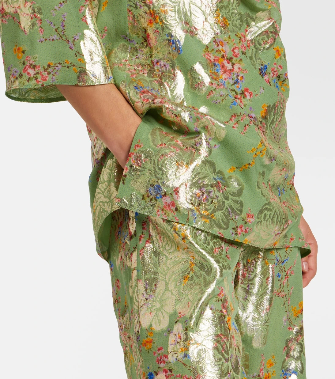 Valentino - Draped fil coupé silk-blend lamé blouse