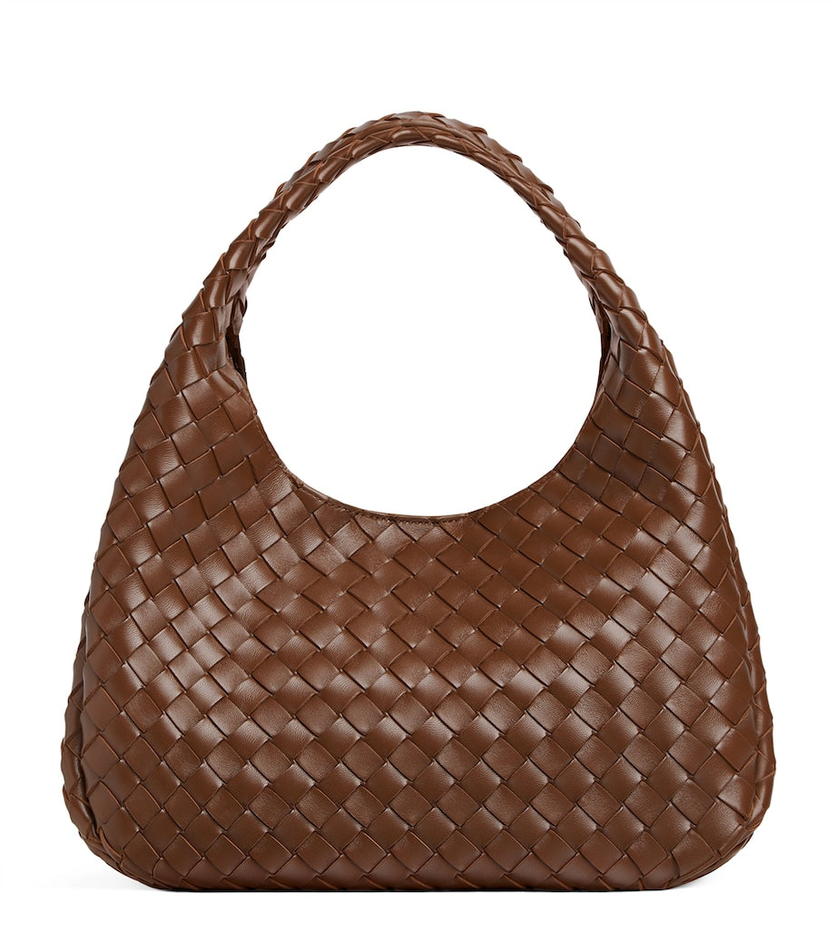 Bottega Veneta Grey Medium Leather Intrecciato Campana Shoulder Bag