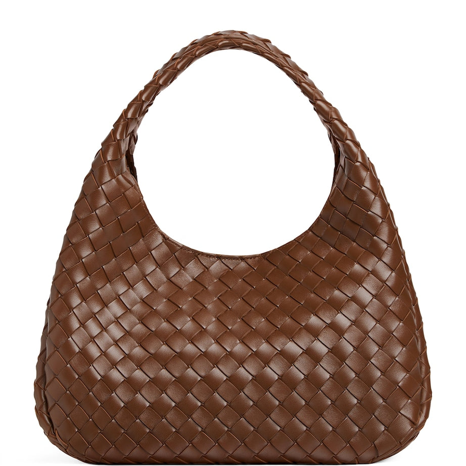 Bottega Veneta Grey Medium Leather Intrecciato Campana Shoulder Bag