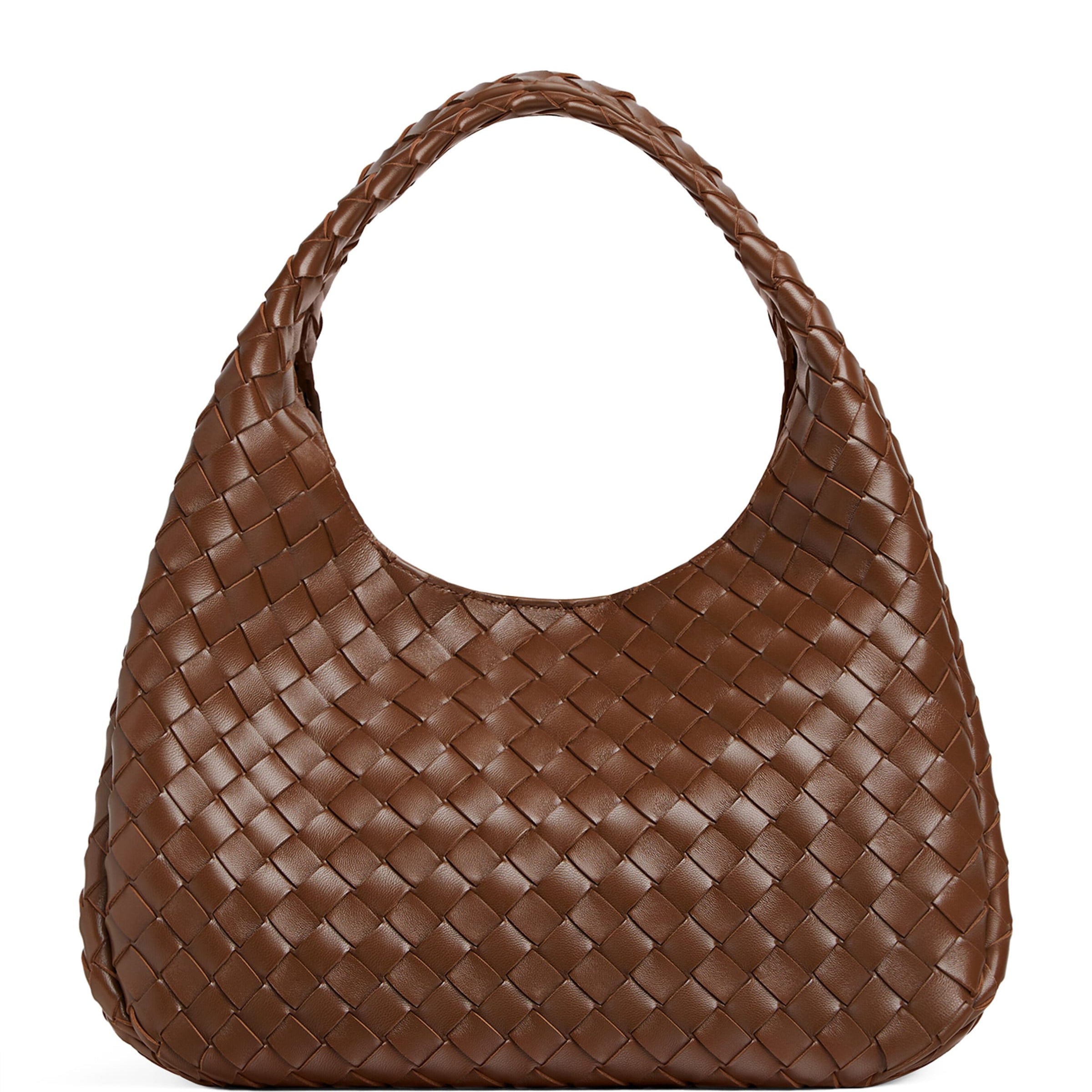 Bottega Veneta Grey Medium Leather Intrecciato Campana Shoulder Bag