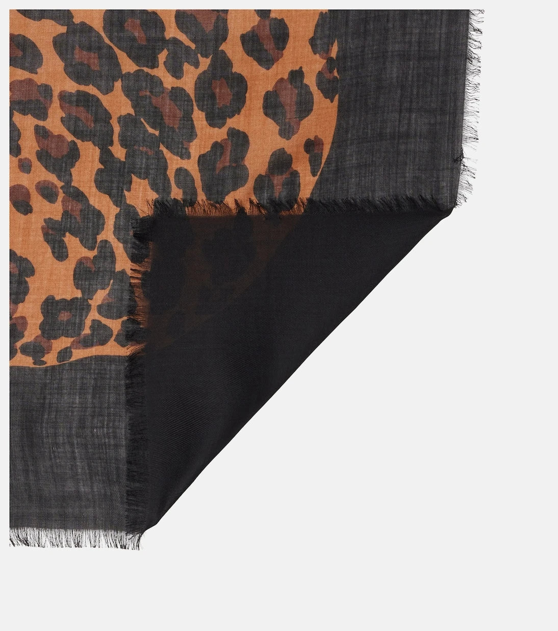 Saint Laurent - Fringed leopard-print wool scarf