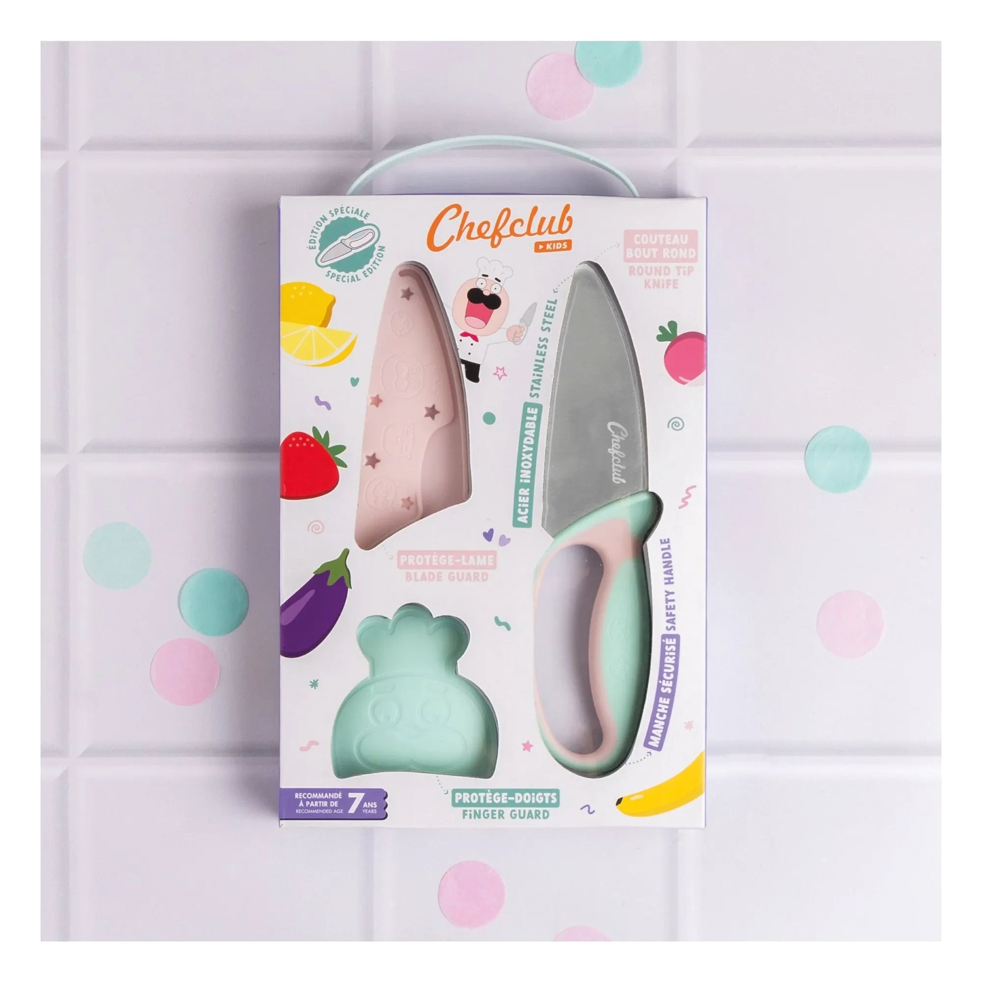 Chefclub - Knife with finger guard | Pale Pink