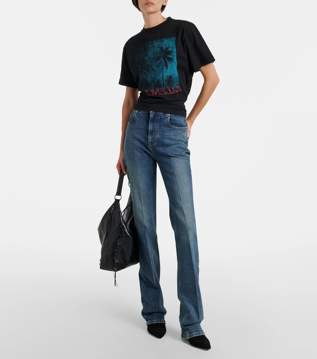 Balenciaga - حقيبة كتف Le City Medium من الجلد