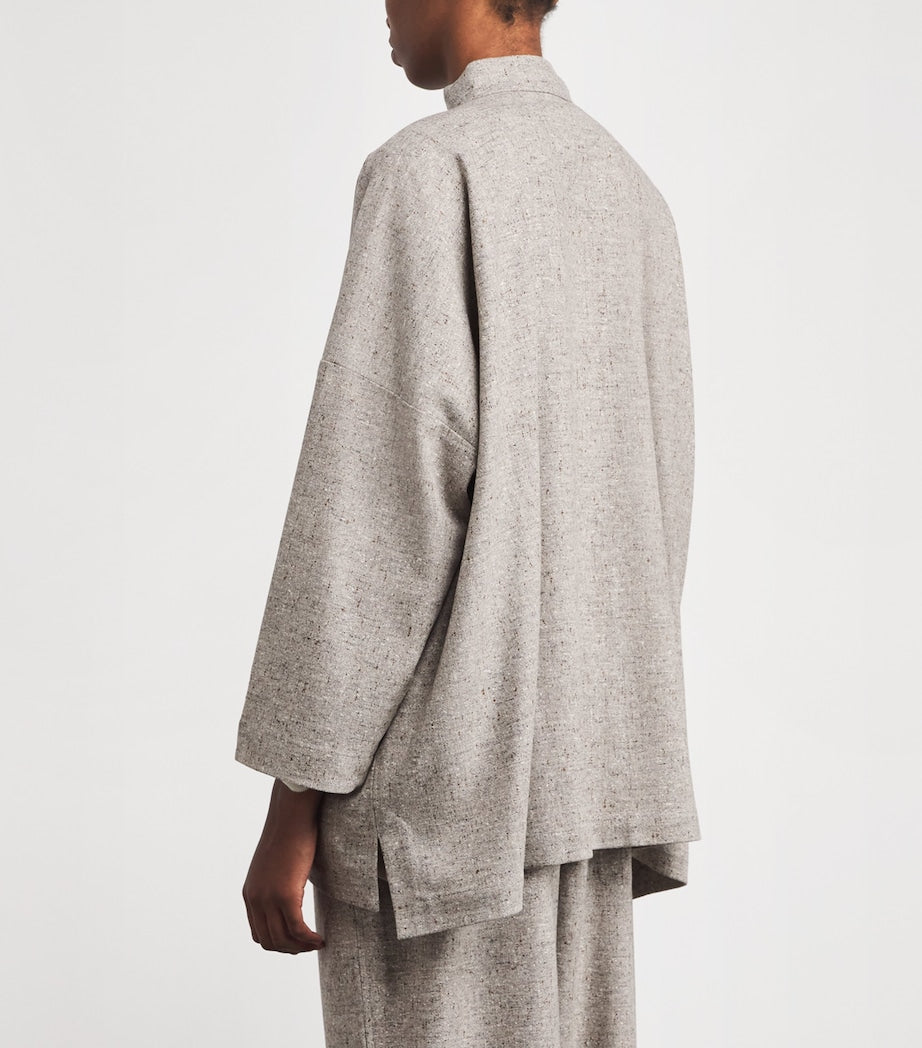 Virgin Wool Mandarin-Collar Jacket STONE