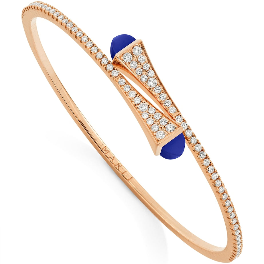 Rose Gold, DIamond and Lapis Lazuli Cleo Slim Bracelet