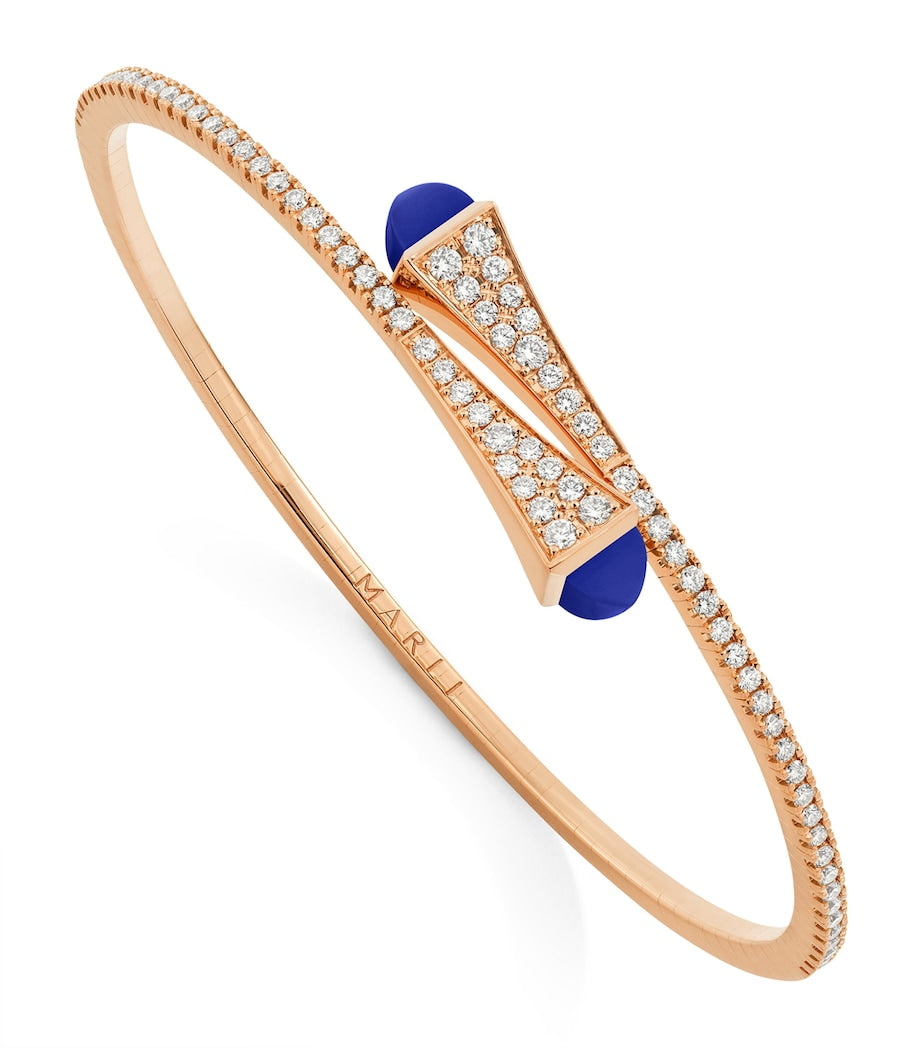 Rose Gold, DIamond and Lapis Lazuli Cleo Slim Bracelet