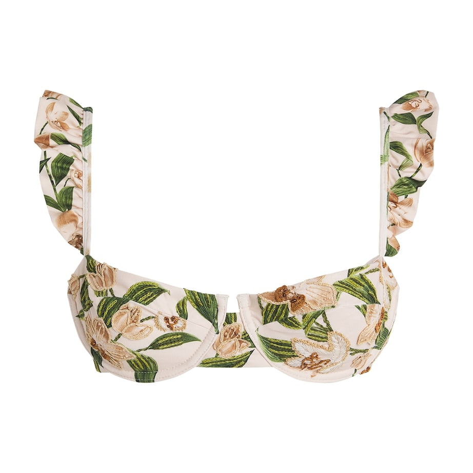 Agua By Agua Bendita Multi Ruffle Kiwi Bikini Top