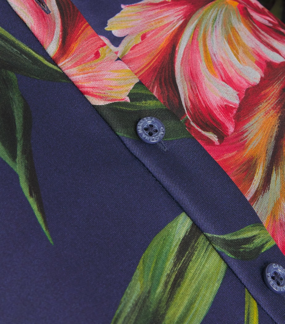 Carolina Herrera Navy Silk Floral Trench Gown