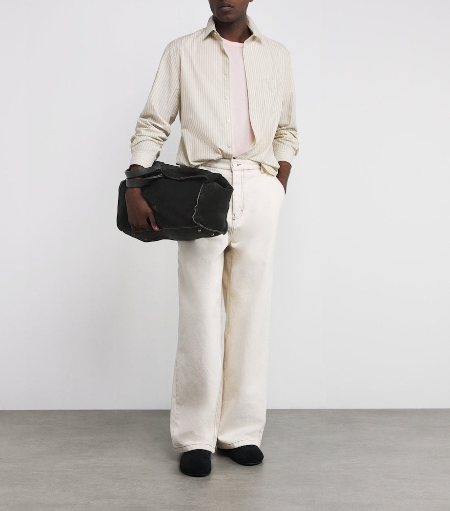 Giorgio Armani Suede Leather-Trim Tote Bag