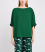 Max Mara Green Crepe Boat-Neck Blouse