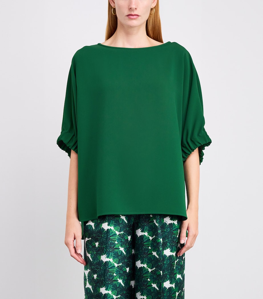 Max Mara Green Crepe Boat-Neck Blouse