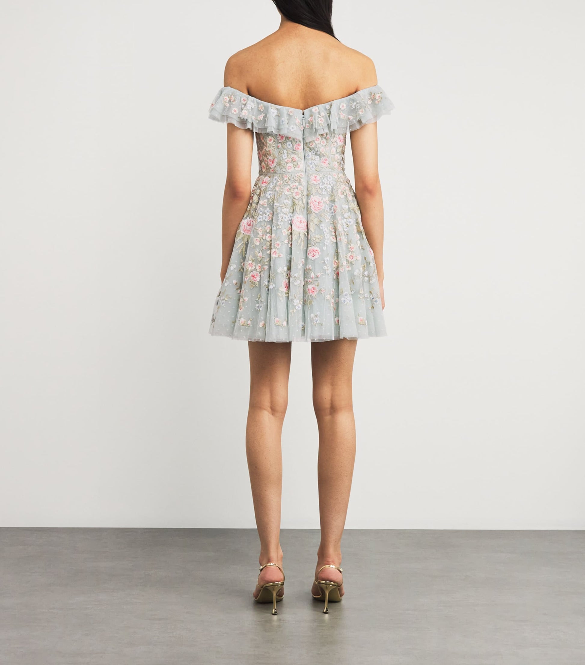 Needle & Thread Blue Floral Antoinettes Mini Dress