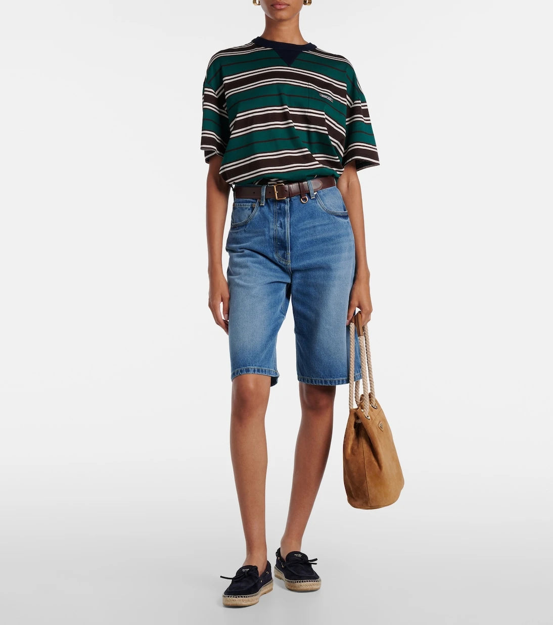 Prada - Prada Mariner Small suede bucket bag
