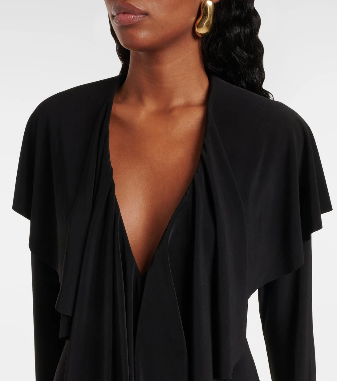 Norma Kamali - Ruffled jersey bodysuit dress