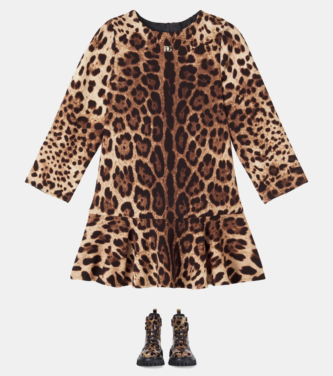 Dolce&Gabbana Kids - Leopard-print leather combat boots
