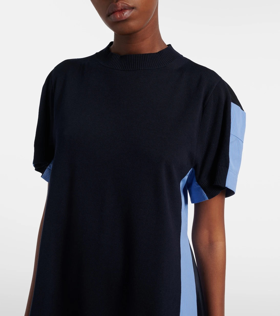Sacai - Paneled cotton-blend minidress