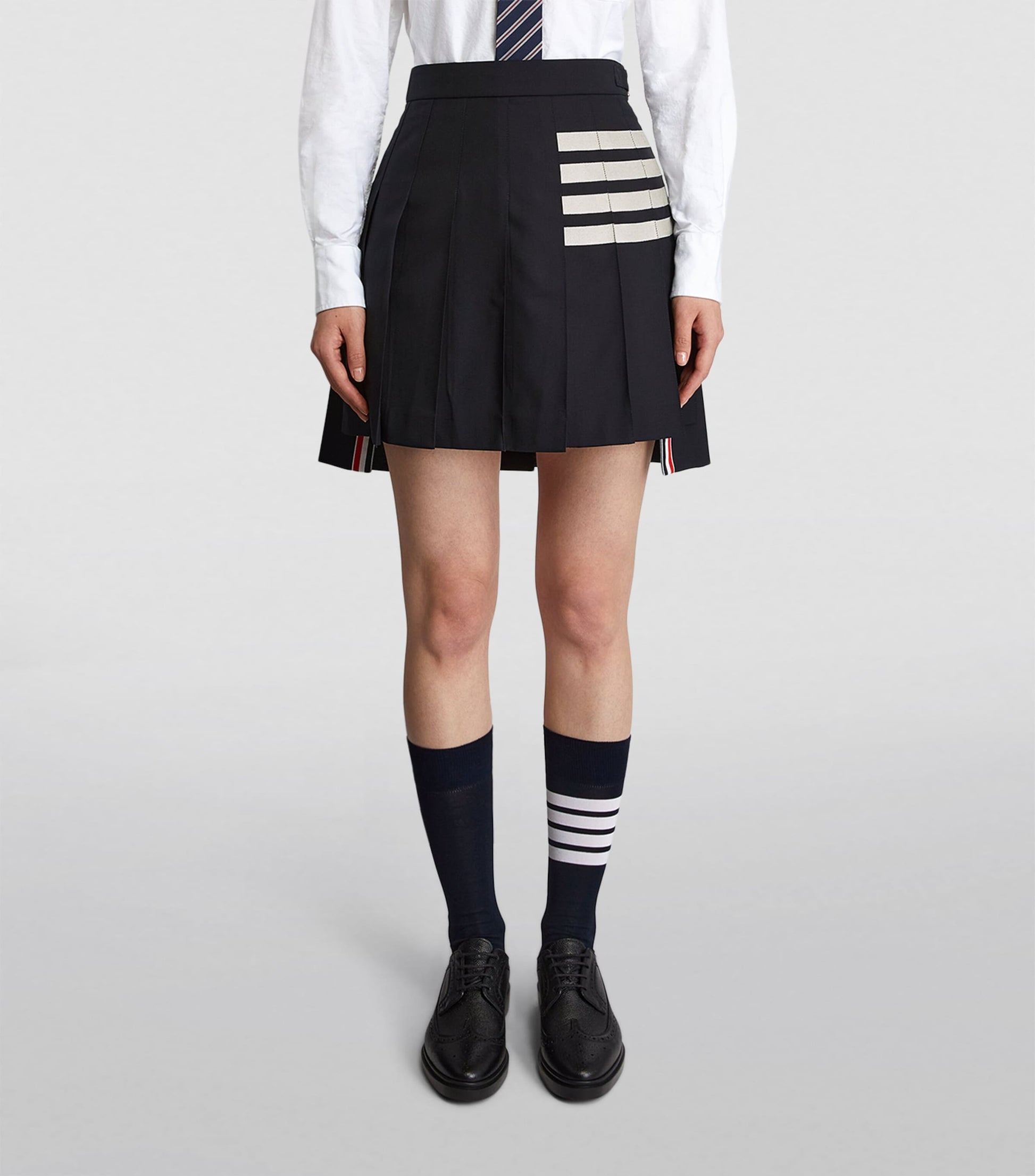 Thom Browne Navy Pleated Mini Skirt