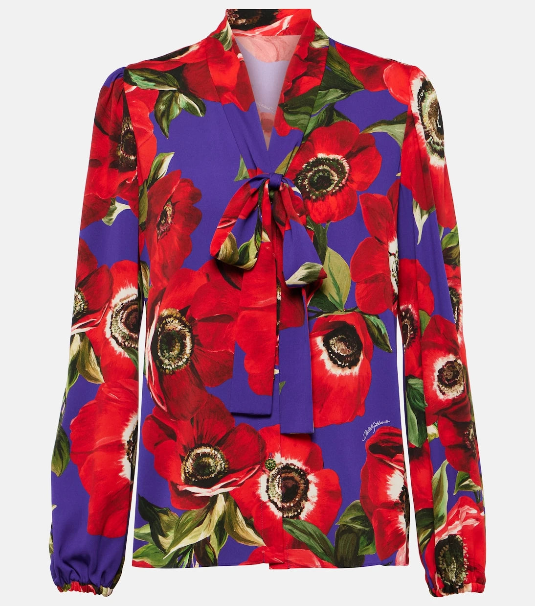 Dolce&Gabbana - Tie-neck floral silk-blend blouse