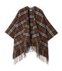 Brown Wool-Cashmere Check Cape