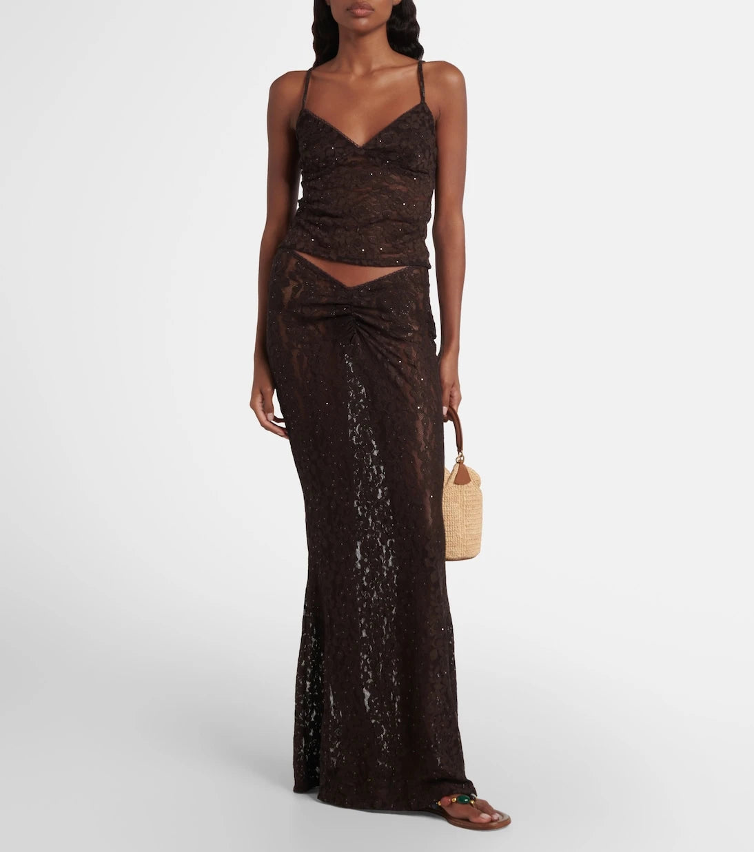 Bananhot - Daisy floral lace maxi skirt