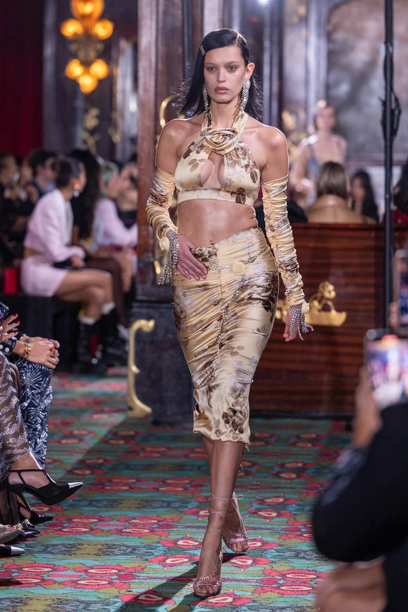 Alessandra Rich - Floral silk satin crop top