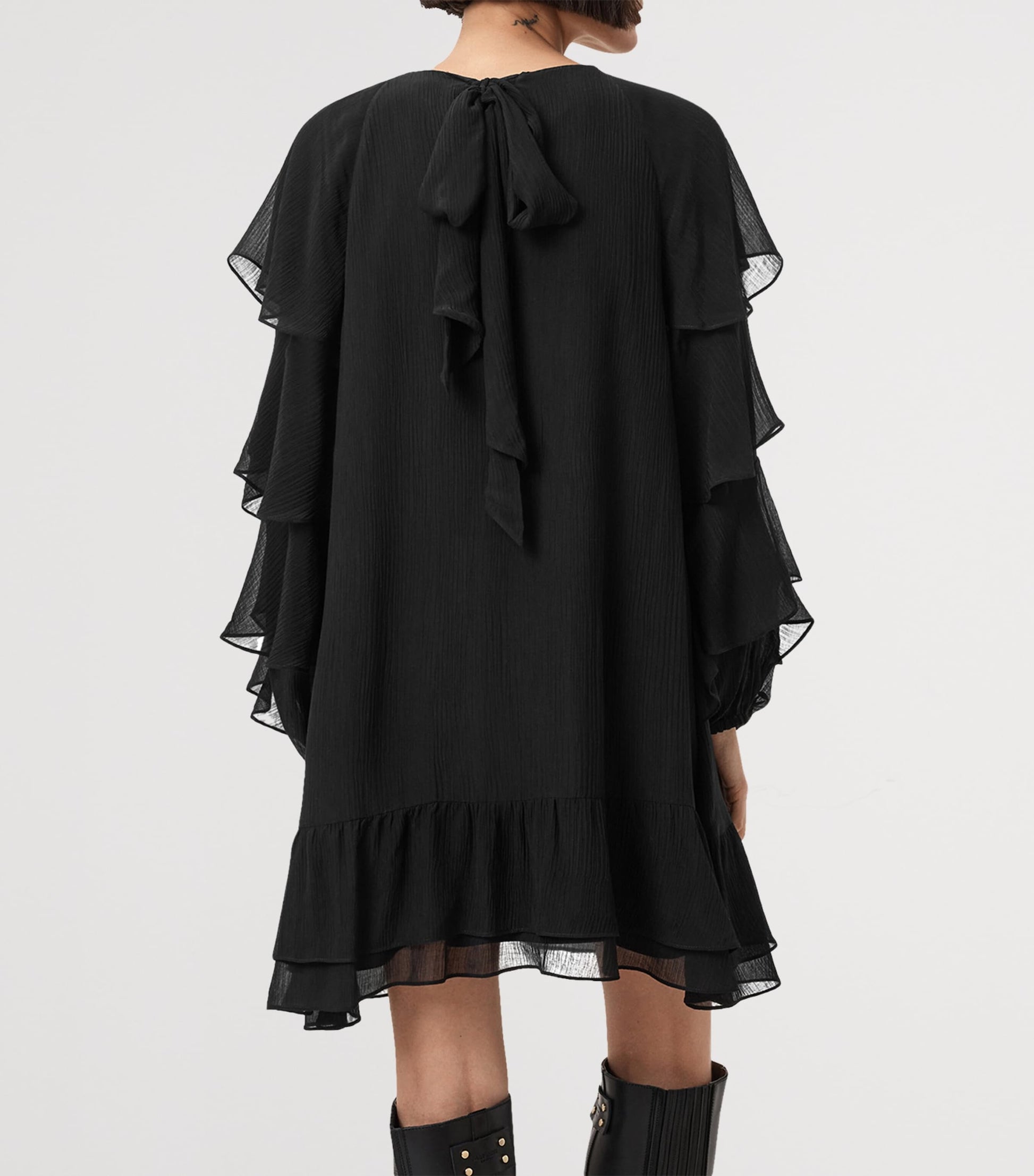 Black Ruffled Lissie Mini Dress